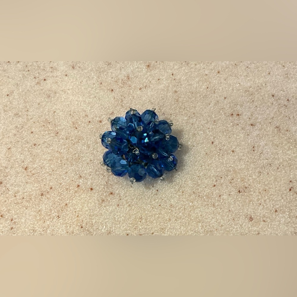Blue Beaded Dome Brooch